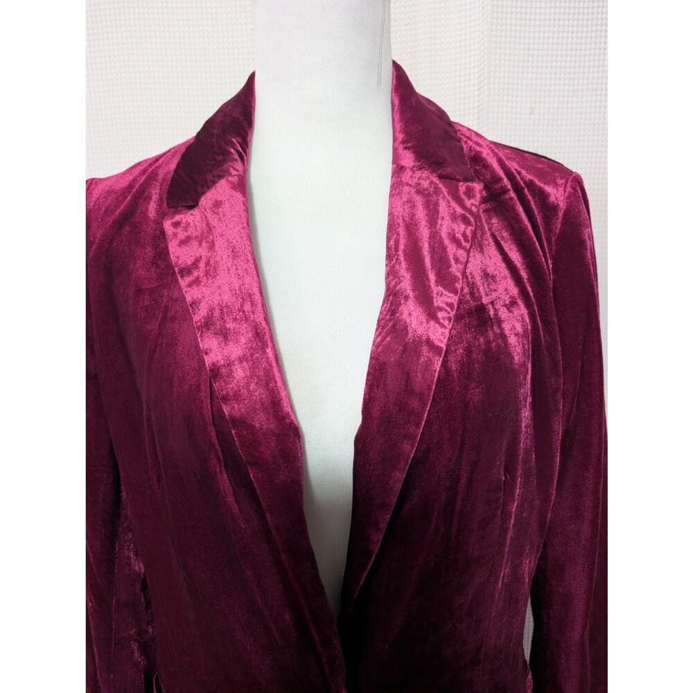 ANTHROPOLOGIE! RUBY RED CRUSHED VELVET, DECONSTRUCTED JACKET, BLAZER! SZ 6 - Picture 3 of 12